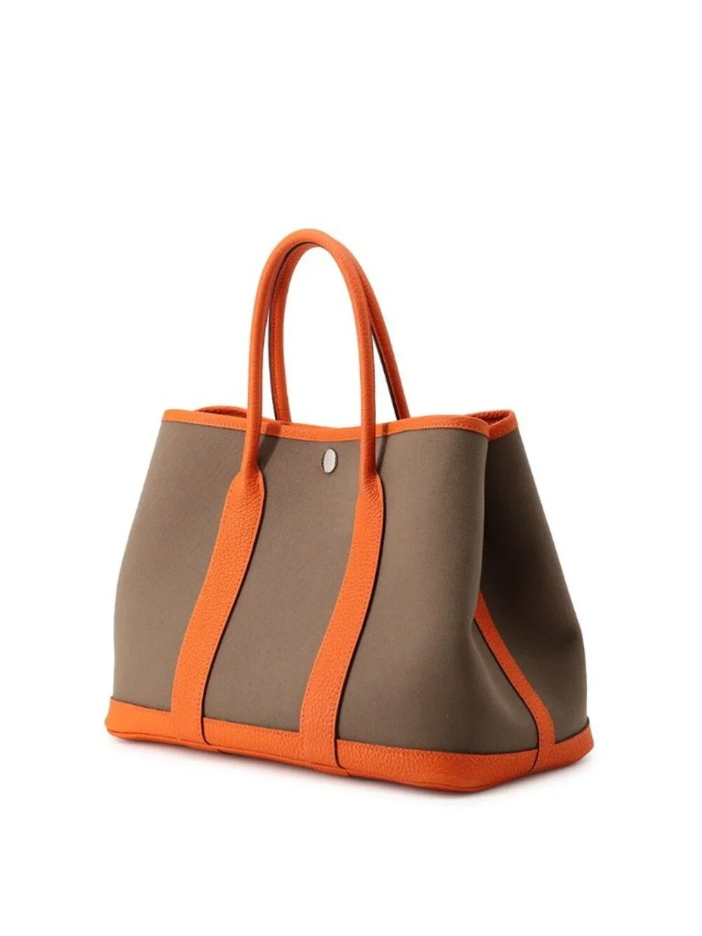Hermes Tote Garden Party TPM Etoupe Orange Silver Toile Officier Negonda
